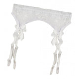 Maxbell Women Sexy Garter Belt Strap Lace Bow Suspender Belt Dance Clubwear White
