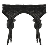 Maxbell Women Sexy Garter Belt Strap Lace Bow Suspender Belt Dance Clubwear Black