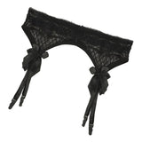 Maxbell Women Sexy Garter Belt Strap Lace Bow Suspender Belt Dance Clubwear Black