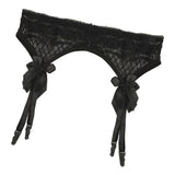 Maxbell Women Sexy Garter Belt Strap Lace Bow Suspender Belt Dance Clubwear Black