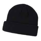Mens Vintage Docker Hat Wool Felt Skull Cap Beanie Cap Adjustable Black