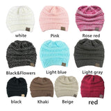 Maxbell Womens Messy Bun Ponytail Crochet Knitted Winter Beanie Hat Cap Pink