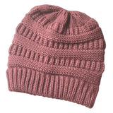 Maxbell Womens Messy Bun Ponytail Crochet Knitted Winter Beanie Hat Cap Pink