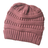 Maxbell Womens Messy Bun Ponytail Crochet Knitted Winter Beanie Hat Cap Pink