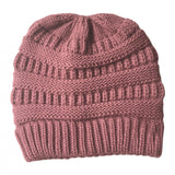 Maxbell Womens Messy Bun Ponytail Crochet Knitted Winter Beanie Hat Cap Pink