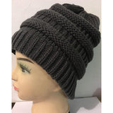 Maxbell Womens Messy Bun Ponytail Crochet Knitted Winter Beanie Hat Cap Gray