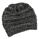 Maxbell Womens Messy Bun Ponytail Crochet Knitted Winter Beanie Hat Cap Black White