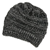 Maxbell Womens Messy Bun Ponytail Crochet Knitted Winter Beanie Hat Cap Black White