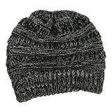 Maxbell Womens Messy Bun Ponytail Crochet Knitted Winter Beanie Hat Cap Black White