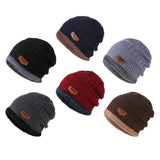 Mens Winter Beanie Hat Warm Knit Hat Thick Fleece Lined Skull Cap Black