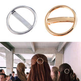 Maxbell Metal Circle Automatic Spring Snap Barrette Women Girl Hair Clip Grip Golden