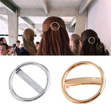 Maxbell Metal Circle Automatic Spring Snap Barrette Women Girl Hair Clip Grip Golden
