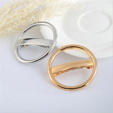 Maxbell Metal Circle Automatic Spring Snap Barrette Women Girl Hair Clip Grip Golden