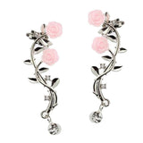 Maxbell Dimante Leaf Ear Cuff Climber Crawler Earrings Women Ear Clip Earring Silver