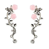 Maxbell Dimante Leaf Ear Cuff Climber Crawler Earrings Women Ear Clip Earring Silver