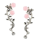Maxbell Dimante Leaf Ear Cuff Climber Crawler Earrings Women Ear Clip Earring Silver