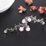 Maxbell Dimante Leaf Ear Cuff Climber Crawler Earrings Women Ear Clip Earring Silver