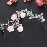 Maxbell Dimante Leaf Ear Cuff Climber Crawler Earrings Women Ear Clip Earring Silver