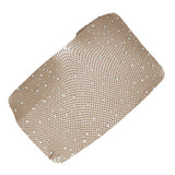 Maxbell Ladies Sheer Fishnet Thigh-High Stockings High Waist Crystal Pantyhose Khaki