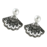 Maxbell 1Pair Ladies Sector Dangle Ear Studs Crystal Stud Earrings Eardrop Silver