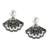 Maxbell 1Pair Ladies Sector Dangle Ear Studs Crystal Stud Earrings Eardrop Silver
