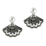 Maxbell 1Pair Ladies Sector Dangle Ear Studs Crystal Stud Earrings Eardrop Silver