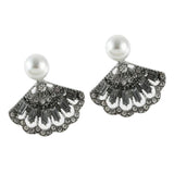 Maxbell 1Pair Ladies Sector Dangle Ear Studs Crystal Stud Earrings Eardrop Silver