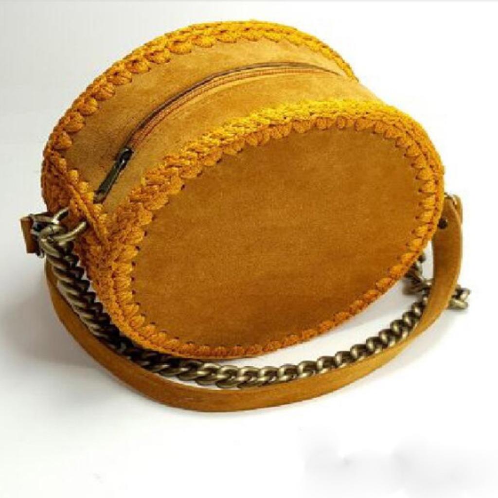1 Set Leather Knitting Bag Bottom Zip Closure Bag Making Accessories Coffee