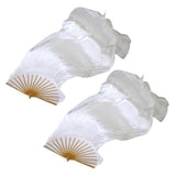 2Pack Ladies Belly Dance Long 100% Silk Fan Veil Folding Fan Dance Props