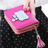 Maxbell Womens Leather Short Wallet Folding Zipper Pocket Card Holder Purse Rose Red