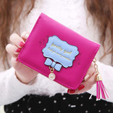 Maxbell Womens Leather Short Wallet Folding Zipper Pocket Card Holder Purse Rose Red