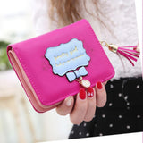 Maxbell Womens Leather Short Wallet Folding Zipper Pocket Card Holder Purse Rose Red