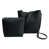 Maxbell 2 Piece Women PU Leather Crossbody Handbag Set Bucket Bag Clutch Black