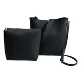 Maxbell 2 Piece Women PU Leather Crossbody Handbag Set Bucket Bag Clutch Black