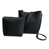 Maxbell 2 Piece Women PU Leather Crossbody Handbag Set Bucket Bag Clutch Black