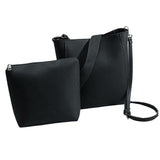 Maxbell 2 Piece Women PU Leather Crossbody Handbag Set Bucket Bag Clutch Black