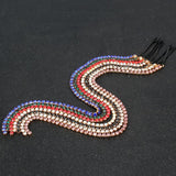 Maxbell Rhinestone Long Tassel Chain Hair Pins Wedding Accessories Black