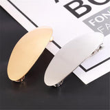 Geometric Oval Automatic Barrette Womens Hair Clip Slide Hair Jewelry Golden