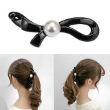 Black White Pearl Bow Banana Hair Clips Diamond Ponytail Holder Hair Clip