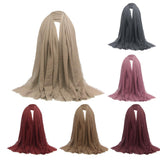 Women Wrinkle Scarf Crinkle Muslim Hijab Scarves Long Wrap Scarf Brown