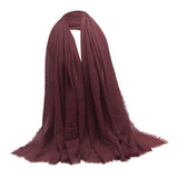 Women Wrinkle Scarf Crinkle Muslim Hijab Scarves Long Wrap Scarf Wine Red