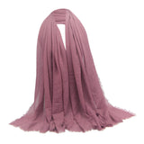 Women Wrinkle Scarf Crinkle Muslim Hijab Scarves Long Wrap Scarf Pink