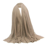 Women Wrinkle Scarf Crinkle Muslim Hijab Scarves Long Wrap Scarf Light Brown