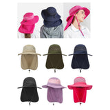 Outdoor Fishing Hat with Neck Flap Baseball Sun Hat Wind Rope Khaki