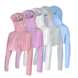 Ladies Anti-UV Sun Proof Coat Thin Hooded Jacket Breathable Quick Dry White