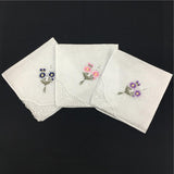 12Set Cotton Floral Handkerchiefs Embroidered Pocket Hankie Kerchiefs Towel