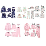 7Pieces Womens Pajamas Set Printed Sleepwear Suits Loungewear Striped M