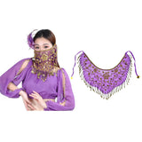 Women's Belly Dance Tribal Face Veil Purple