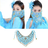 Women's Belly Dance Tribal Face Veil Blue