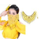 Women's Belly Dance Tribal Face Veil Yellow